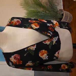 Cotton Candy Black Floral V-Neck Blouse